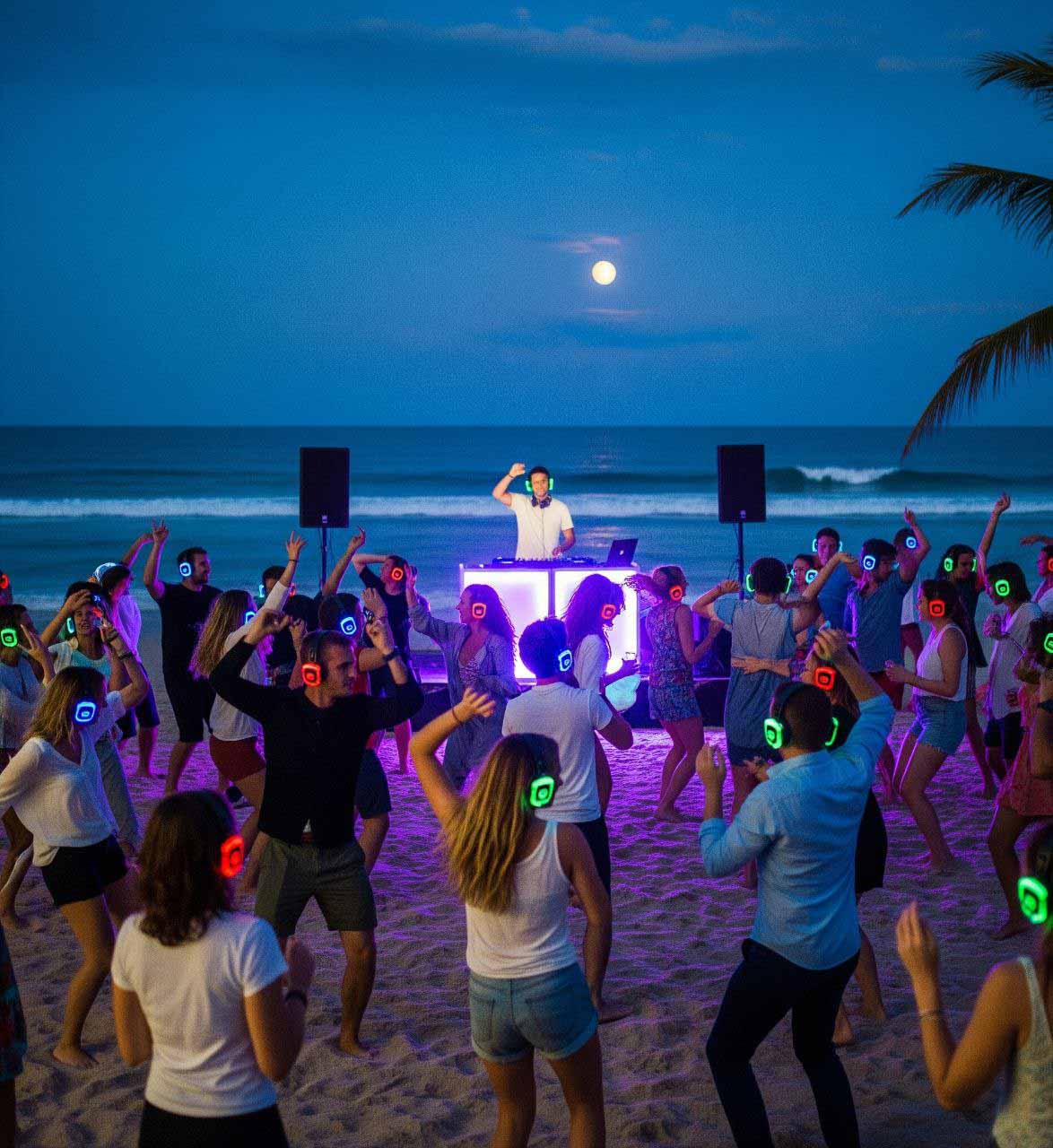silent disco at a beach north Germany